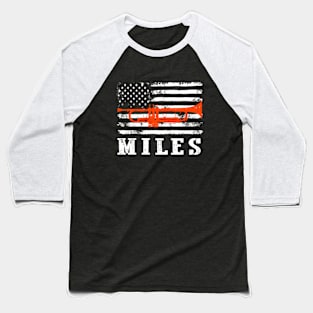 Distressed American Flag Miles Legend Baseball T-Shirt